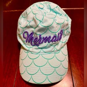 Disney Parks Little Mermaid Ariel Green Glitter Scale Baseball Hat- Adult Cap